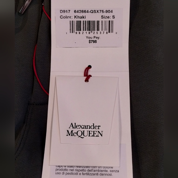 🔥BNWT🔥 Alexander McQueen  Jacquard-trimmed French Cotton-Green Joggers Size(S) - Picture 7 of 7